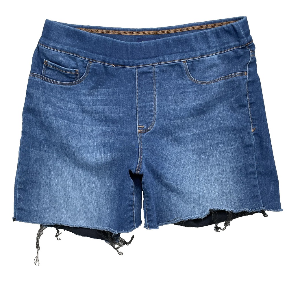 Bandolino Jean Shorts Women's 32 Raw Frayed Comfort Pull On Academia Preppy 90's
